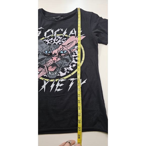 Womens (S) New In Pkg Recycled Karma/Odd People Black Social Anxiety Graphic Tee - Picture 6 of 6